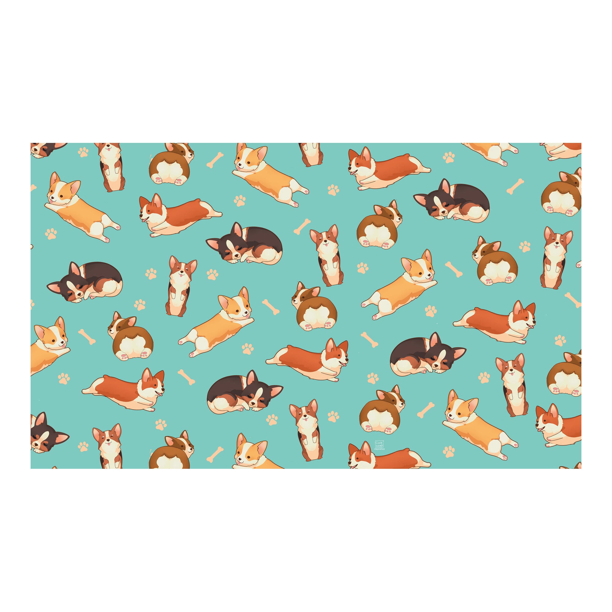 Corgis playmat by Clayscence on a white background