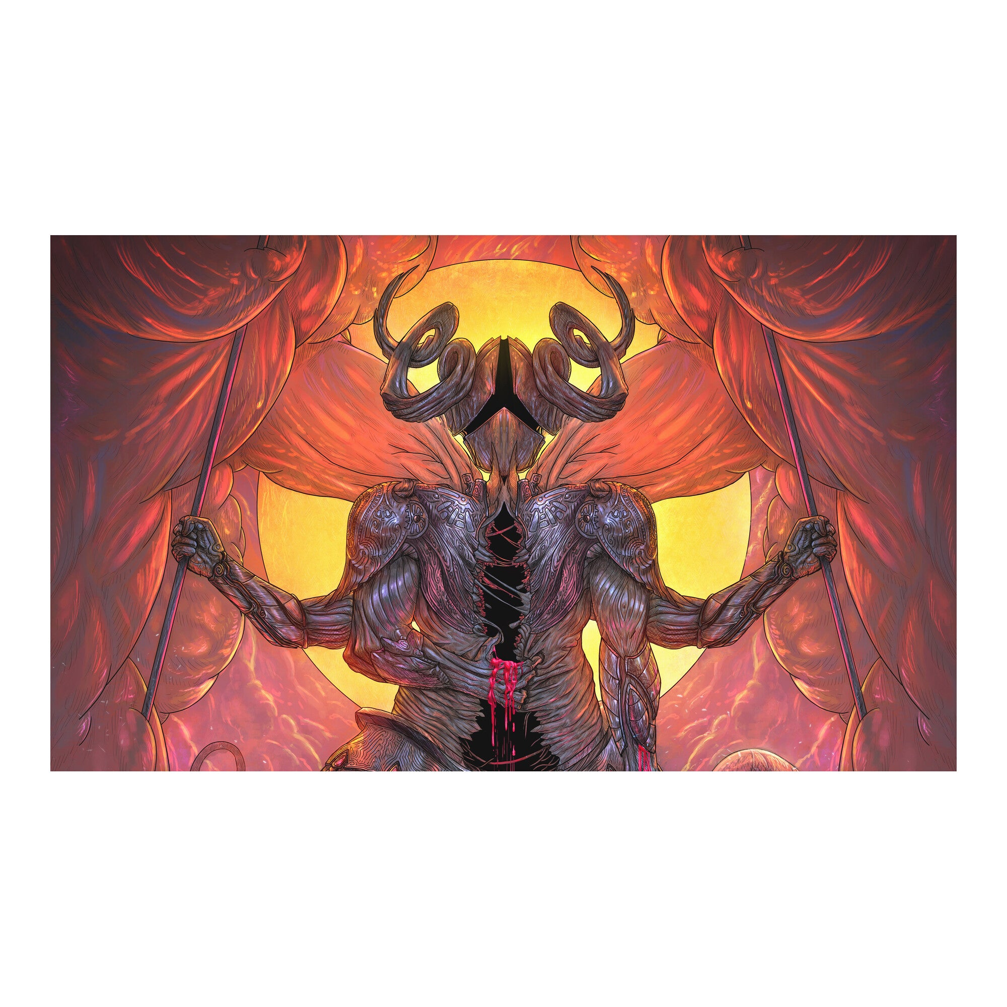 Hellish Demon Lord playmat by Firos on a white background
